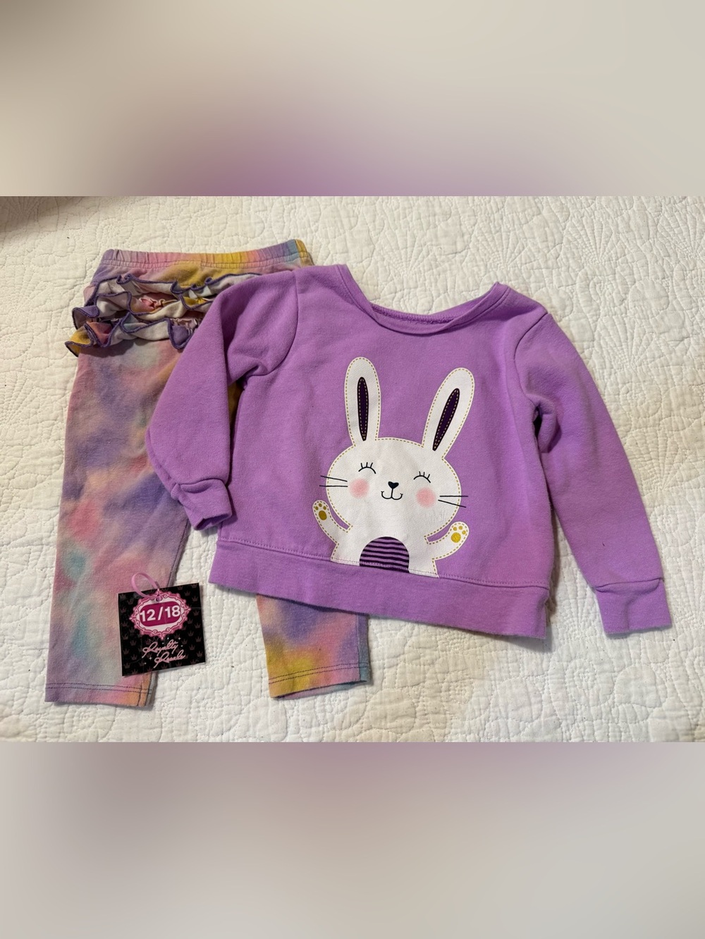 Kids Purple Bunny Pullover Sweatshirt - Cozy Matching Set